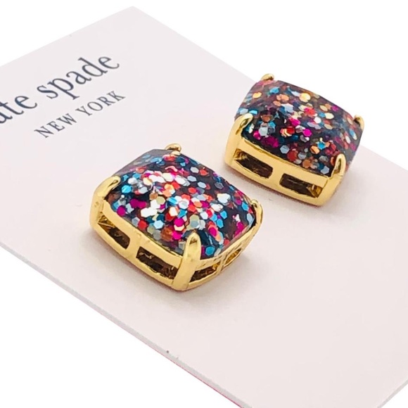 NEW Multi Color Kate Spade Glitter Studs 1/2” Squares - Picture 5 of 7